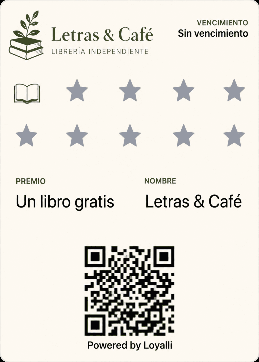 Tarjeta de lealtad de Letras Café